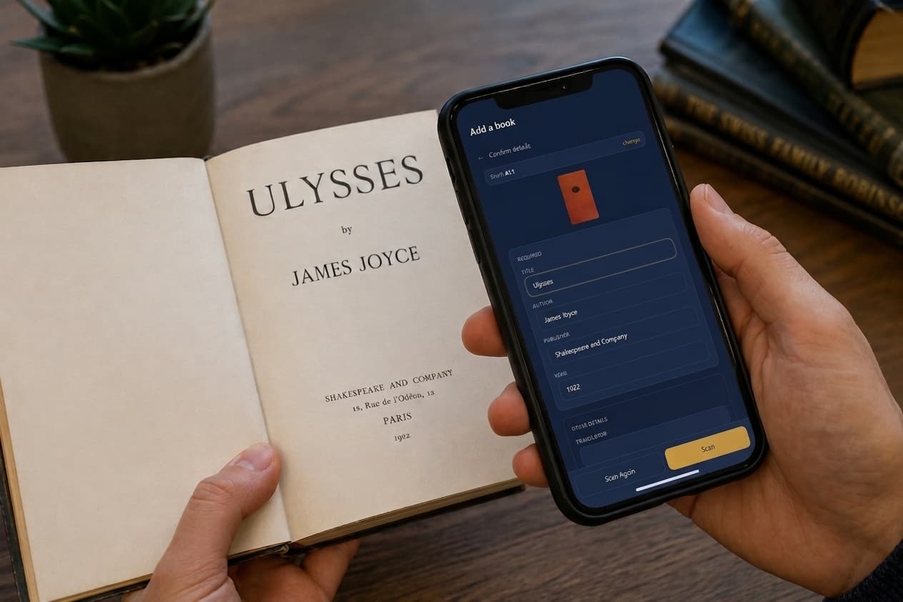 Scanning the title page of Ulysses by James Joyce with the oldchapters app
